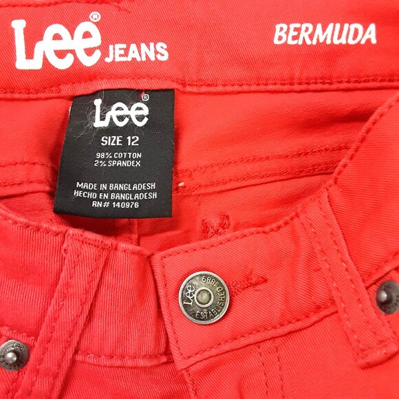 Lee Bermuda Jean Girls Shorts Size 12, Red, Pockets, Button /Zip Closure - Picture 7 of 11